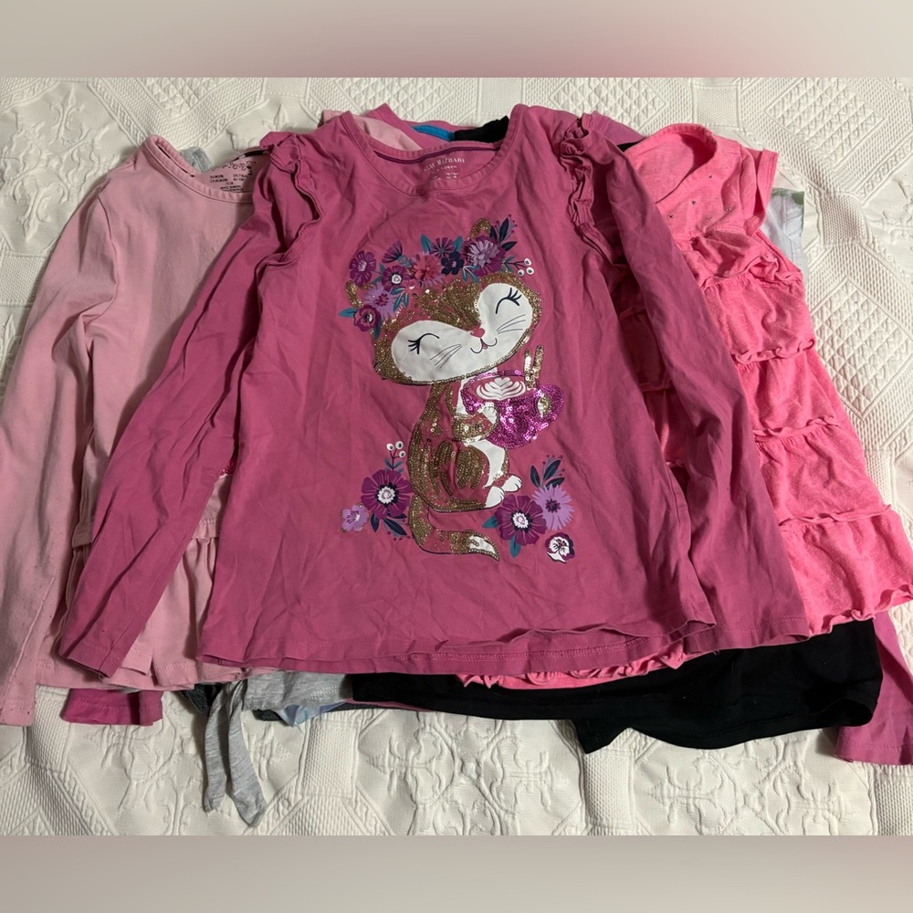 Girls Shirts 7/8 Lot Of 10 Long Sleeve And Short Sleeve.